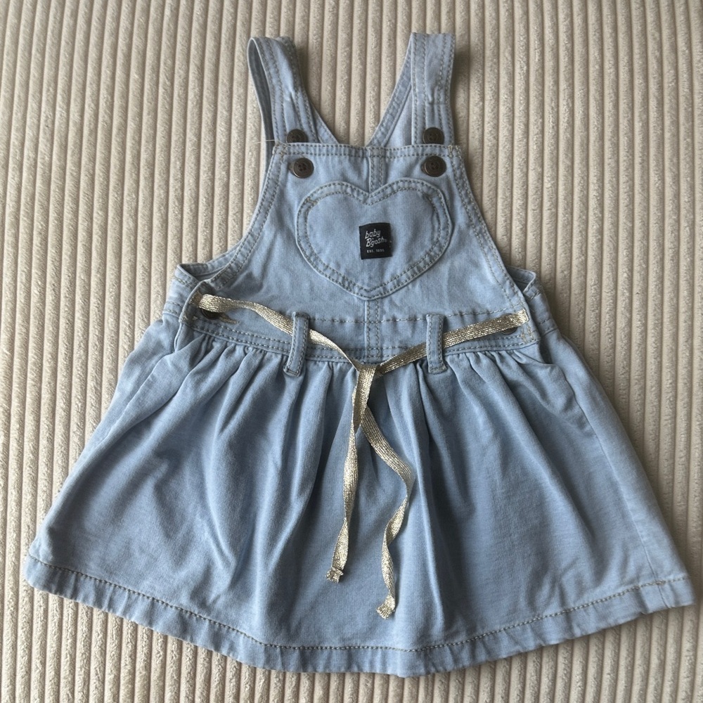 Baby B’gosh Light Blue Denim Overalls with Gold Tie Accent in Size 18M